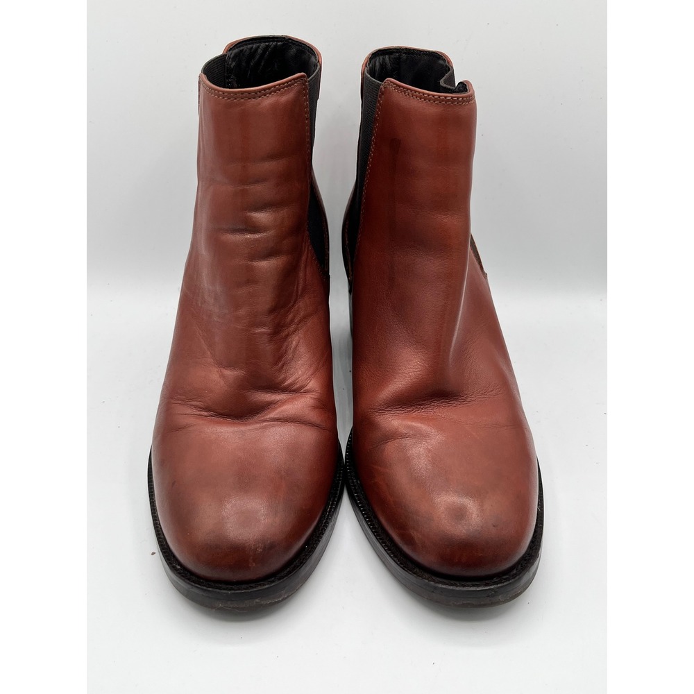 Clarks Laina 55 Chelsea Boots Women Sz 8M Mahogany Tan Leather Block Heel